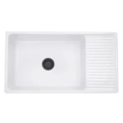 Nantucket Sinks Cape 36" Fireclay Farmhouse Sink, White, FCFS36-DB