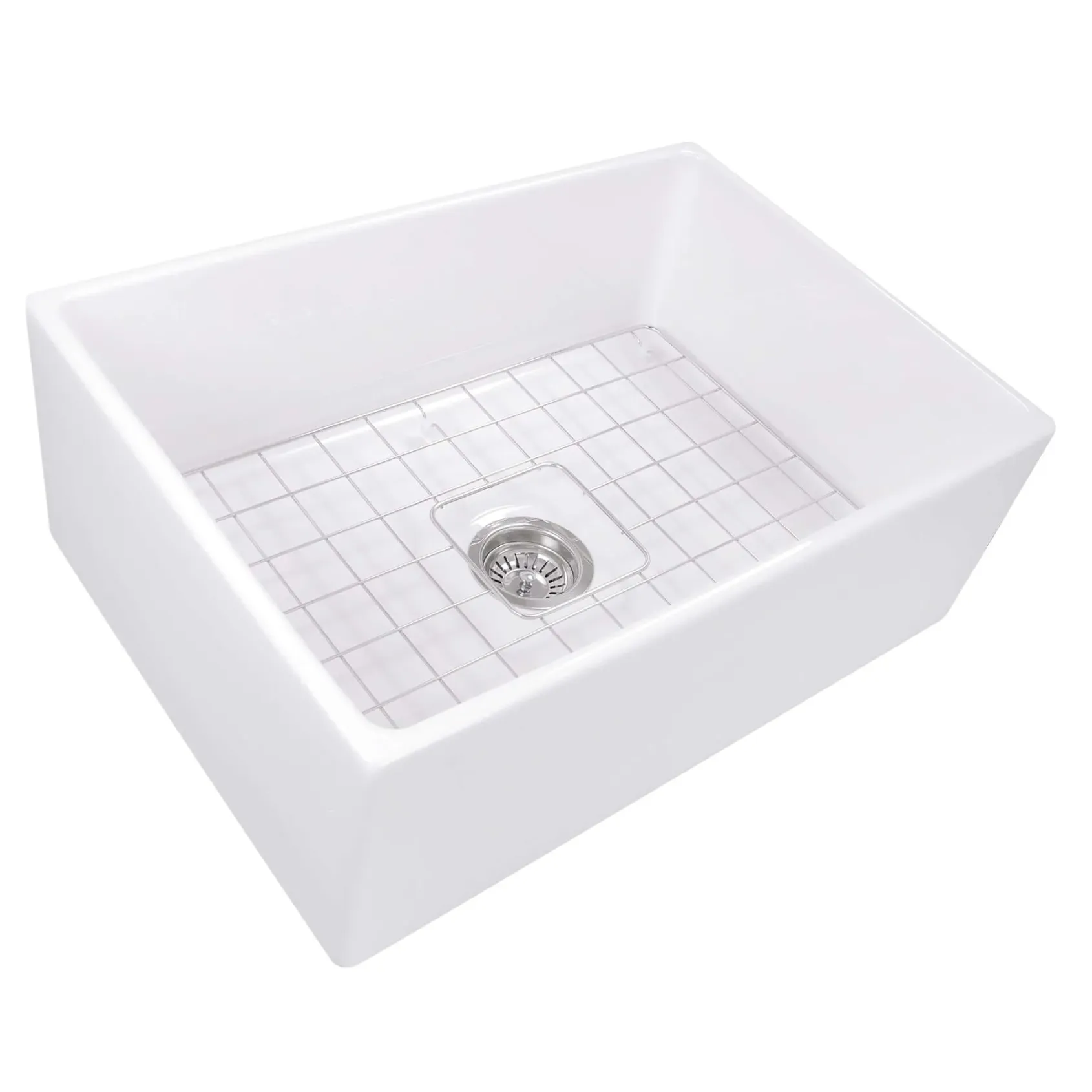 Nantucket Sinks Cape 27" Fireclay Farmhouse Sink, White, T-FCFS27