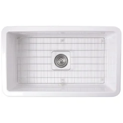 Nantucket Sinks Cape 32" Fireclay Kitchen Sink, White, Wellfleet-3218W