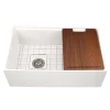 Nantucket Sinks Cape 30" Fireclay Workstation Farmhouse Sink with Accessories, White, T-PS30W