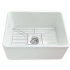 Nantucket Sinks Cape 23" Fireclay Farmhouse Sink with Accessories, White, P-FCS23