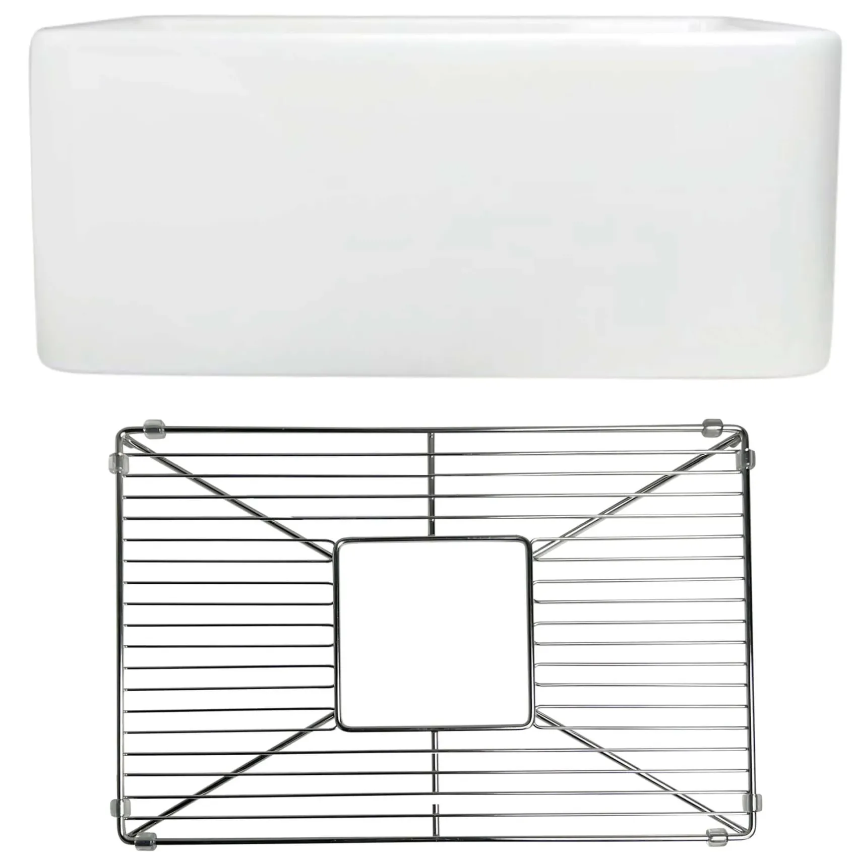 Nantucket Sinks Cape 23" Fireclay Farmhouse Sink with Accessories, White, P-FCS23