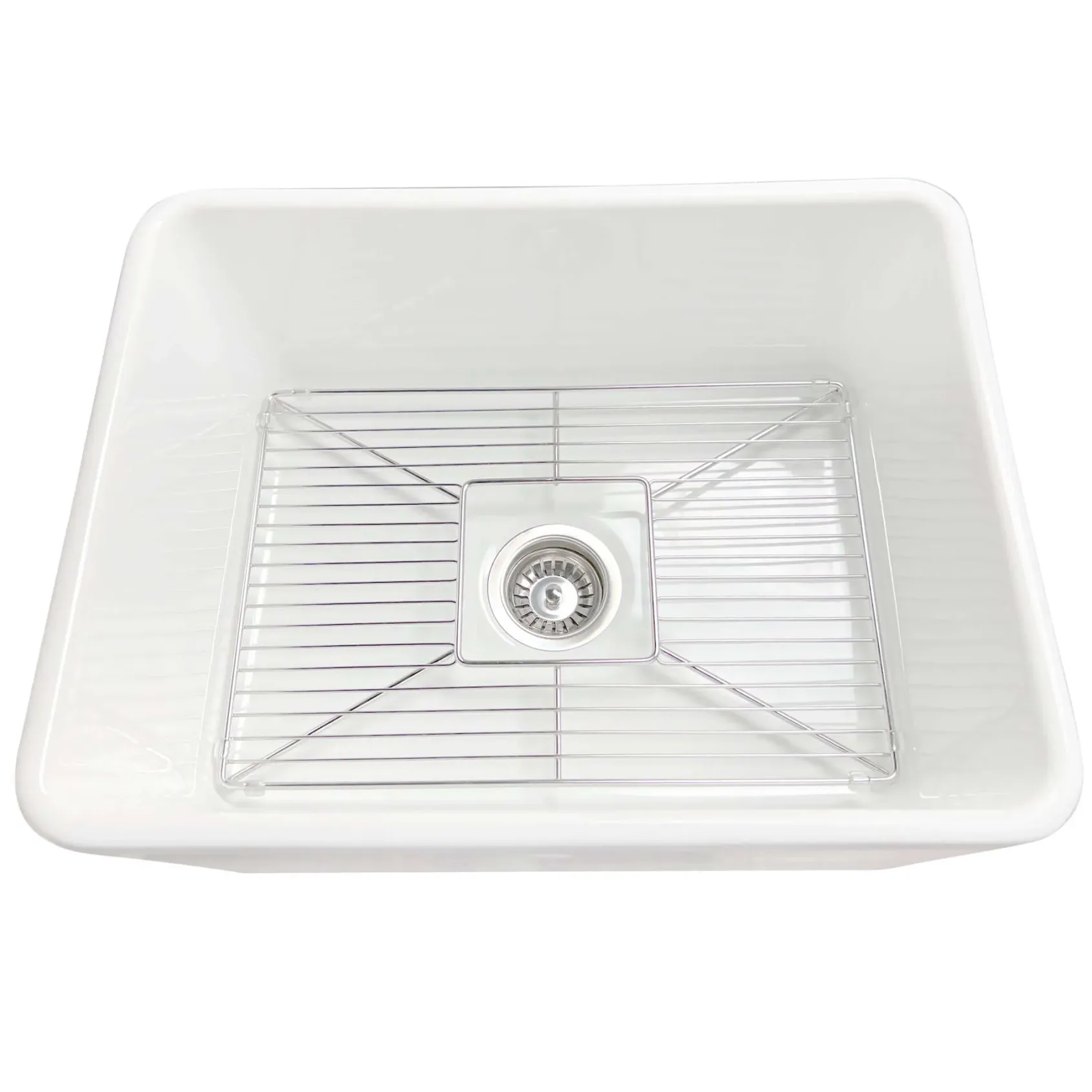 Nantucket Sinks Cape 23" Fireclay Farmhouse Sink with Accessories, White, P-FCS23
