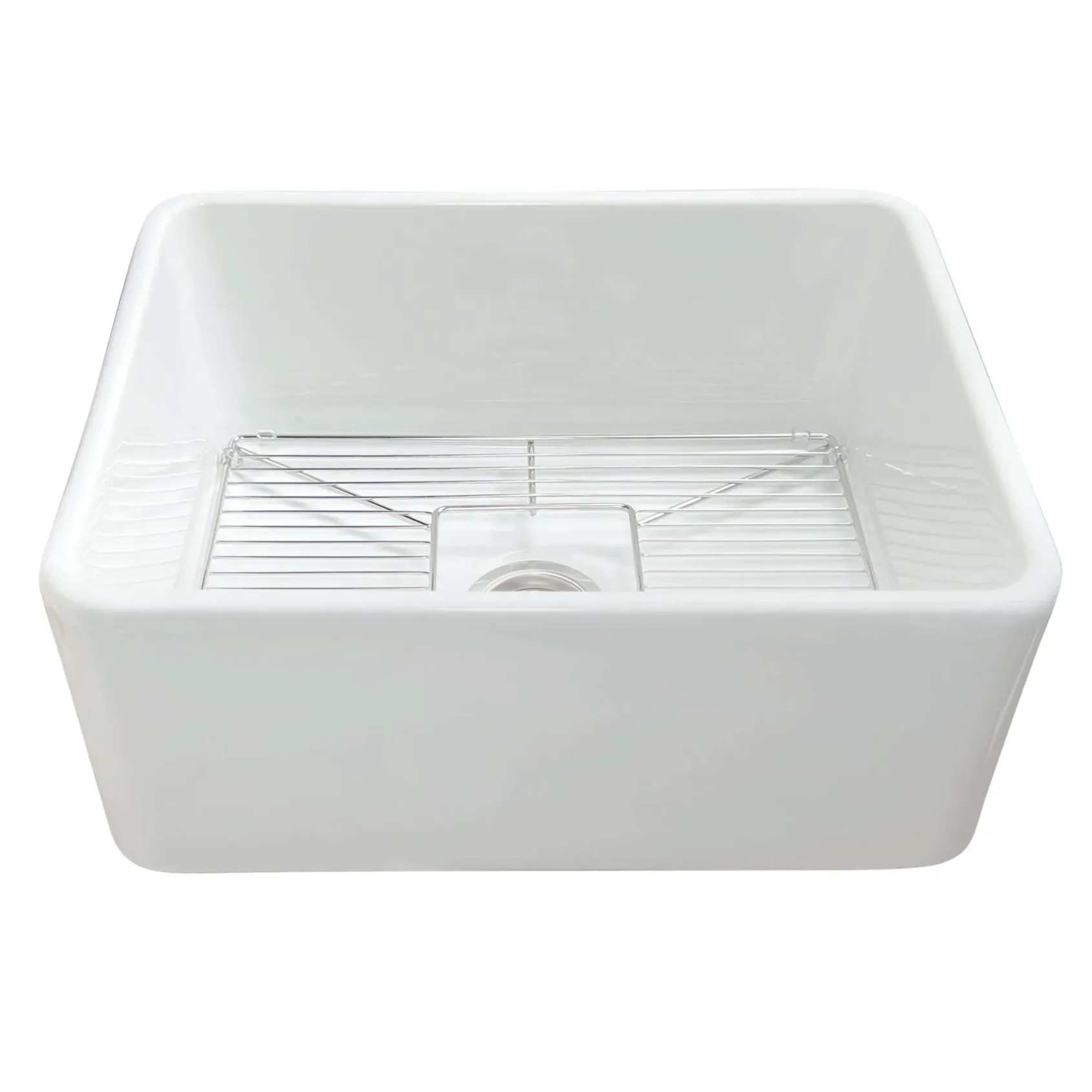 Nantucket Sinks Cape 23" Fireclay Farmhouse Sink with Accessories, White, P-FCS23
