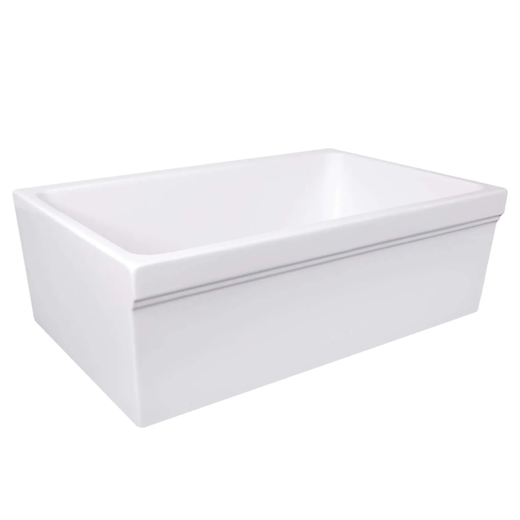 Nantucket Sinks Cape 30" Fireclay Farmhouse Sink, White, WHFCDL30