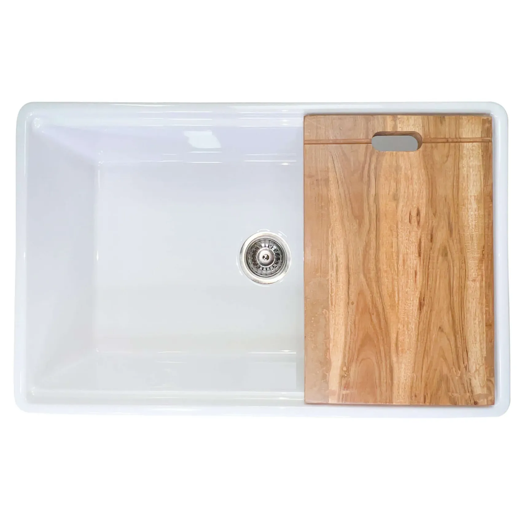 Nantucket Sinks Cape 30" Fireclay Workstation Farmhouse Sink, White, Dennis30SG