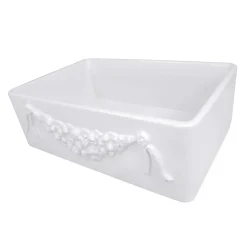 Nantucket Sinks Cape 30" Fireclay Farmhouse Sink, White, Garland-30W