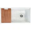 Nantucket Sinks Cape 36" Fireclay Workstation Farmhouse Sink with Accessories, White, T-PS36W