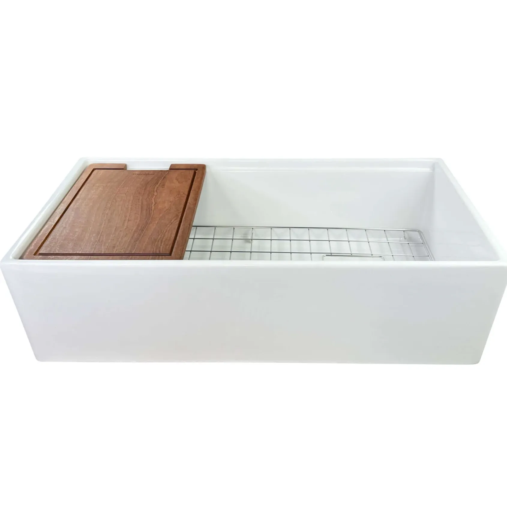 Nantucket Sinks Cape 36" Fireclay Workstation Farmhouse Sink with Accessories, White, T-PS36W