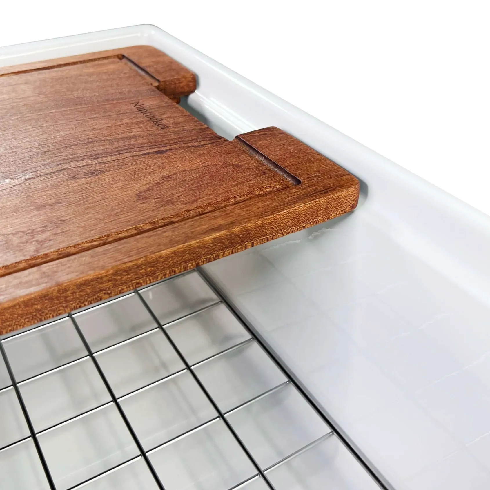 Nantucket Sinks Cape 36" Fireclay Workstation Farmhouse Sink with Accessories, White, T-PS36W