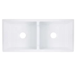 Nantucket Sinks Cape 40" Fireclay Farmhouse Sink, 50/50 Double Bowl, White, Hyannis-39-DBL