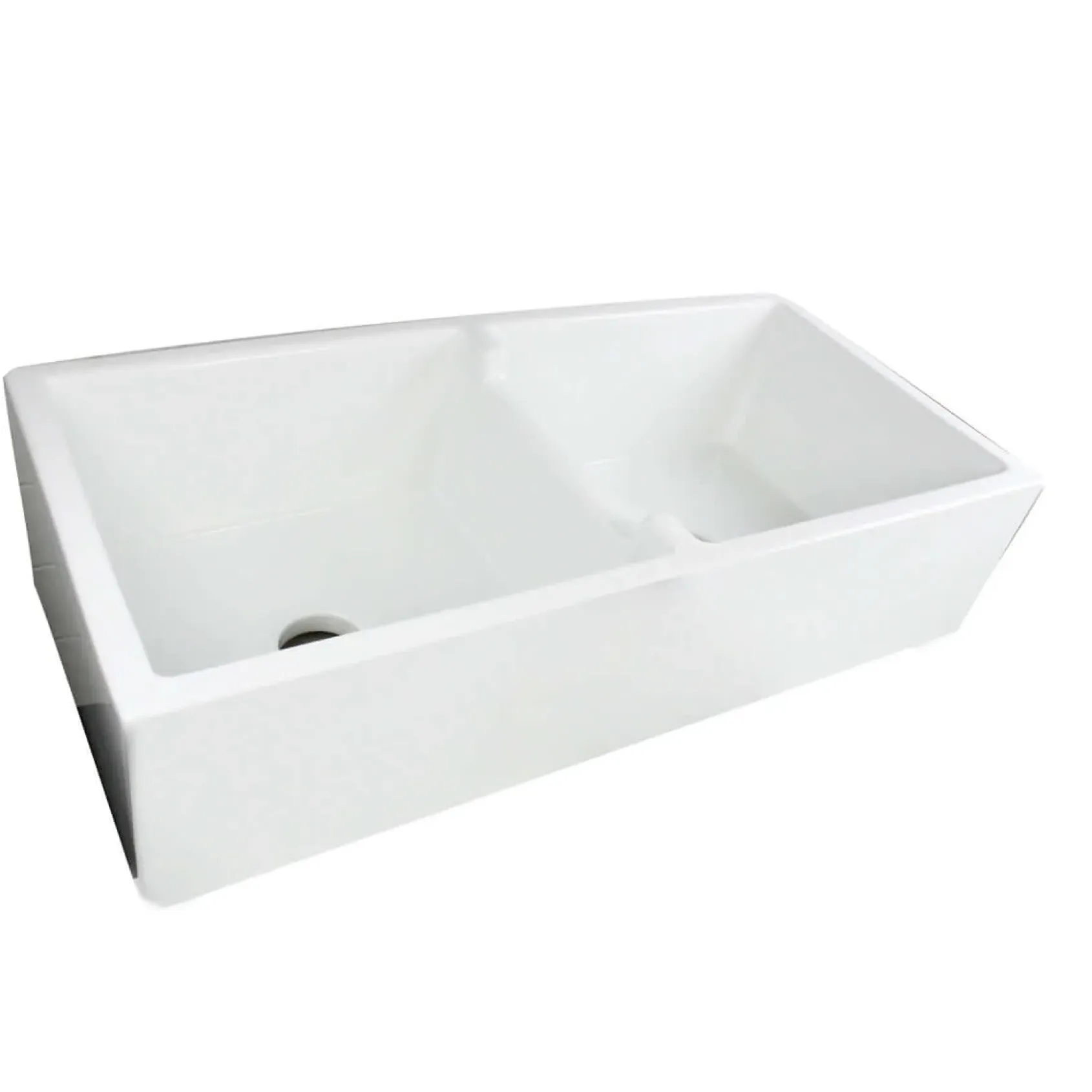 Nantucket Sinks Cape 40" Fireclay Farmhouse Sink, 50/50 Double Bowl, White, Hyannis-39-DBL