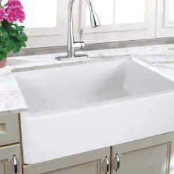 Nantucket Sinks Cape 33" Fireclay Farmhouse Sink, White, Harwich-33
