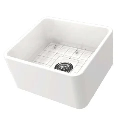 Nantucket Sinks Cape 20" Fireclay Farmhouse Sink, White, T-FCFS20