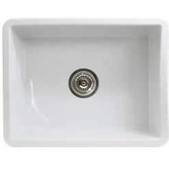 Nantucket Sinks Island 24" Dual Mount Fireclay Kitchen Sink with Accessories, White, ISFC24W-SB1