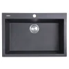 Nantucket Sinks Plymouth 27" Dual Mount Granite Composite Kitchen Sink with Accessories, Black, PR2720-DM-BL