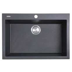 Nantucket Sinks Plymouth 27" Dual Mount Granite Composite Kitchen Sink with Accessories, Black, PR2720-DM-BL