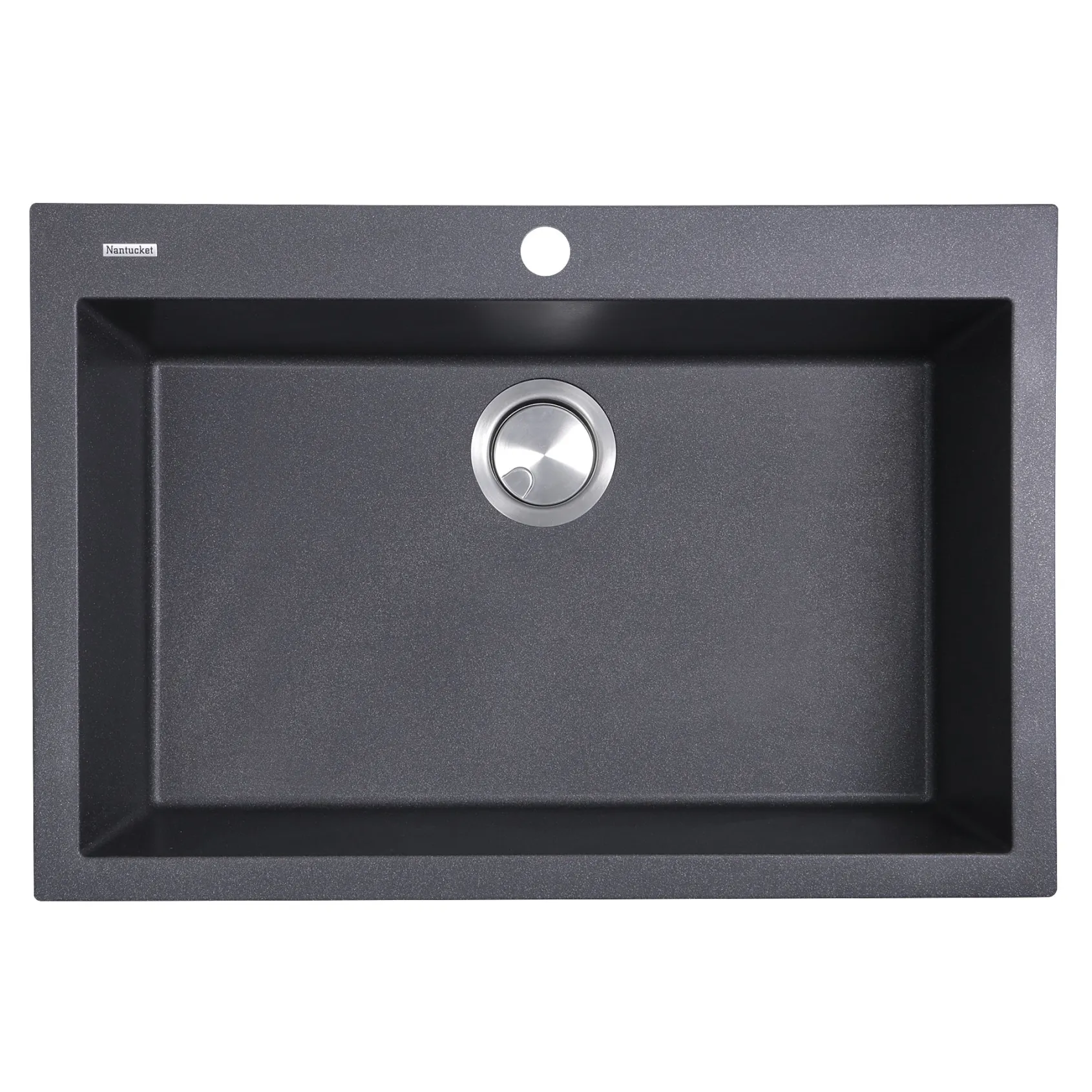 Nantucket Sinks Plymouth 27" Dual Mount Granite Composite Kitchen Sink with Accessories, Black, PR2720-DM-BL