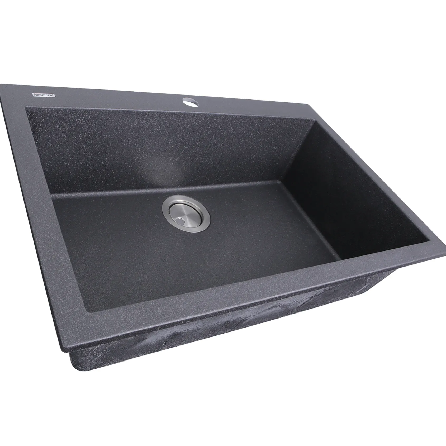Nantucket Sinks Plymouth 27" Dual Mount Granite Composite Kitchen Sink with Accessories, Black, PR2720-DM-BL