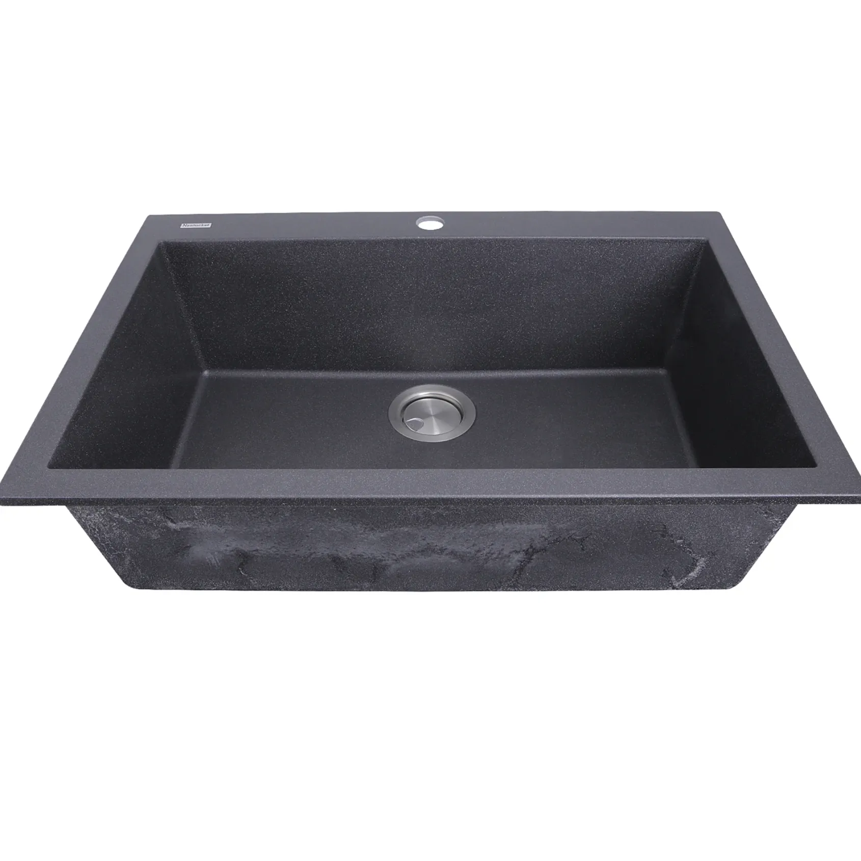 Nantucket Sinks Plymouth 27" Dual Mount Granite Composite Kitchen Sink with Accessories, Black, PR2720-DM-BL