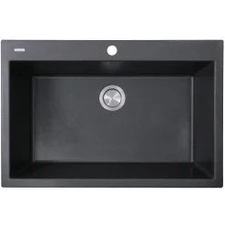 Nantucket Sinks Plymouth 33" Granite Composite Kitchen Sink, Black, PR3322-DM-BL