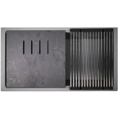 Nantucket Sinks Plymouth 34" Undermount Granite Composite Workstation Kitchen Sink with Accessories, Titanium Grey, PR3419-TI-UM