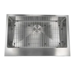Nantucket Sinks Pro Series 33" 304 Stainless Steel Retrofit Farmhouse Sink with Accessories, EZApron33-9