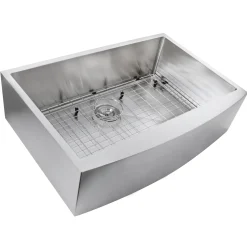 Nantucket Sinks Pro Series 33" Stainless Steel Farmhouse Sink, 16 Gauge, Apron332210-SR-16