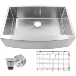 Nantucket Sinks Pro Series 33" Stainless Steel Farmhouse Sink, 16 Gauge, Apron332210-SR-16