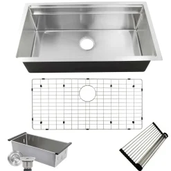 Nantucket Sinks Pro Series 36" Undermount 304 Stainless Steel Kitchen Sink with Accessories, SR-PS-3620-16