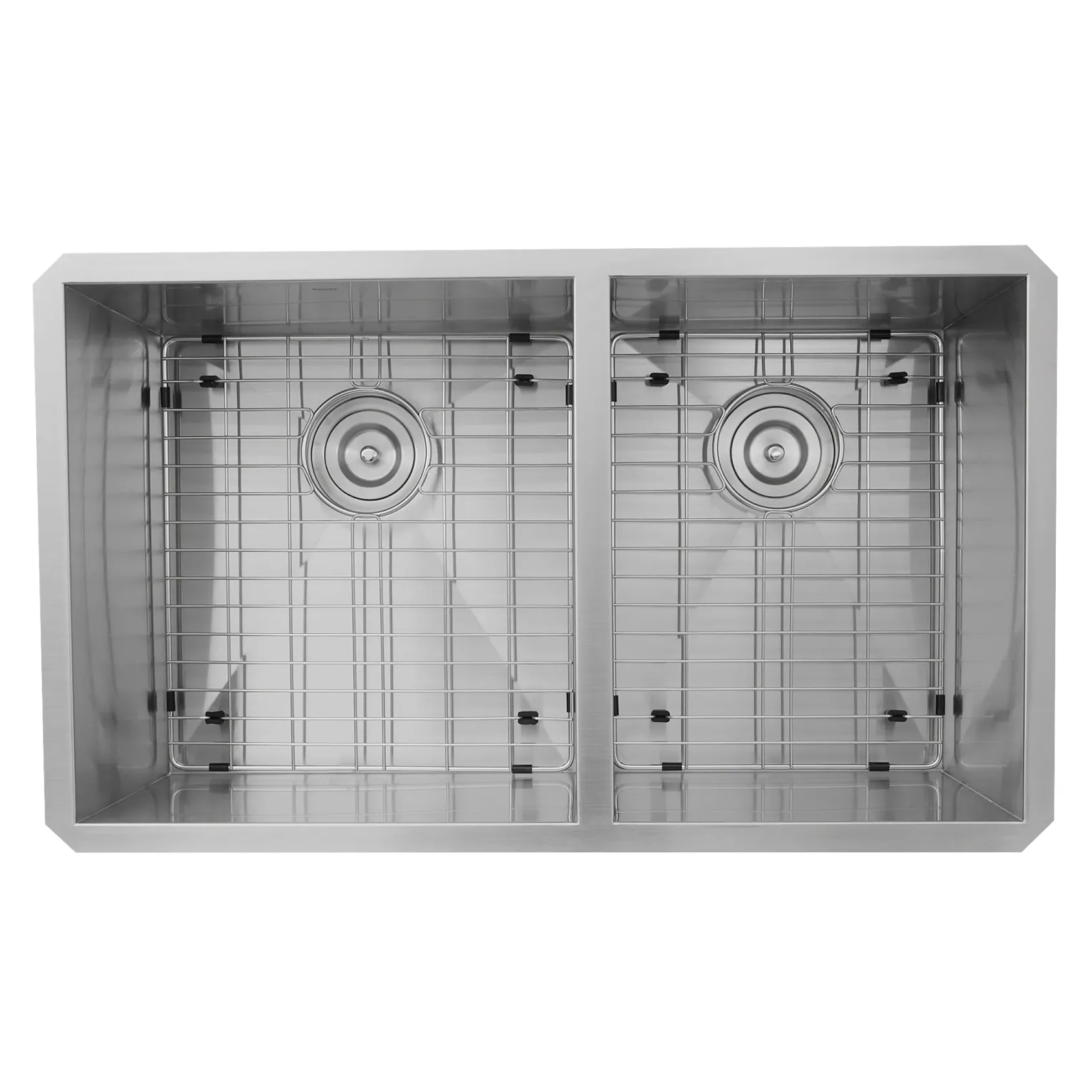 Nantucket Sinks Pro Series 32" Undermount 304 Stainless Steel Kitchen Sink with Accessories, 55/45 Double Bowl, Silver, 16 Gauge, ZR3219-OS-16