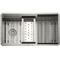 Nantucket Sinks Pro Series 32" Undermount 304 Stainless Steel Kitchen Sink with Accessories, 16 Gauge, SR-PS-3220-OSD