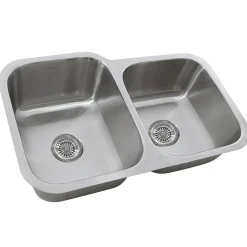 Nantucket Sinks Quidnet 32" Stainless Steel Kitchen Sink, 60/40 Double Bowl, 18 Gauge, NS6040-18
