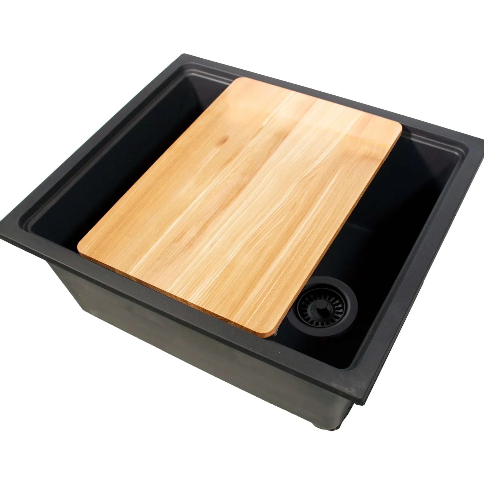 Nantucket Sinks Rockport 22" Dual Mount Granite Composite Workstation Kitchen Sink with Accessories, Black, PR2219PS-BL