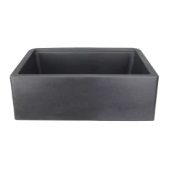 Nantucket Sinks Rockport 30" Granite Composite Workstation Farmhouse Sink with Accessories, Black, PR3020-APS-BL