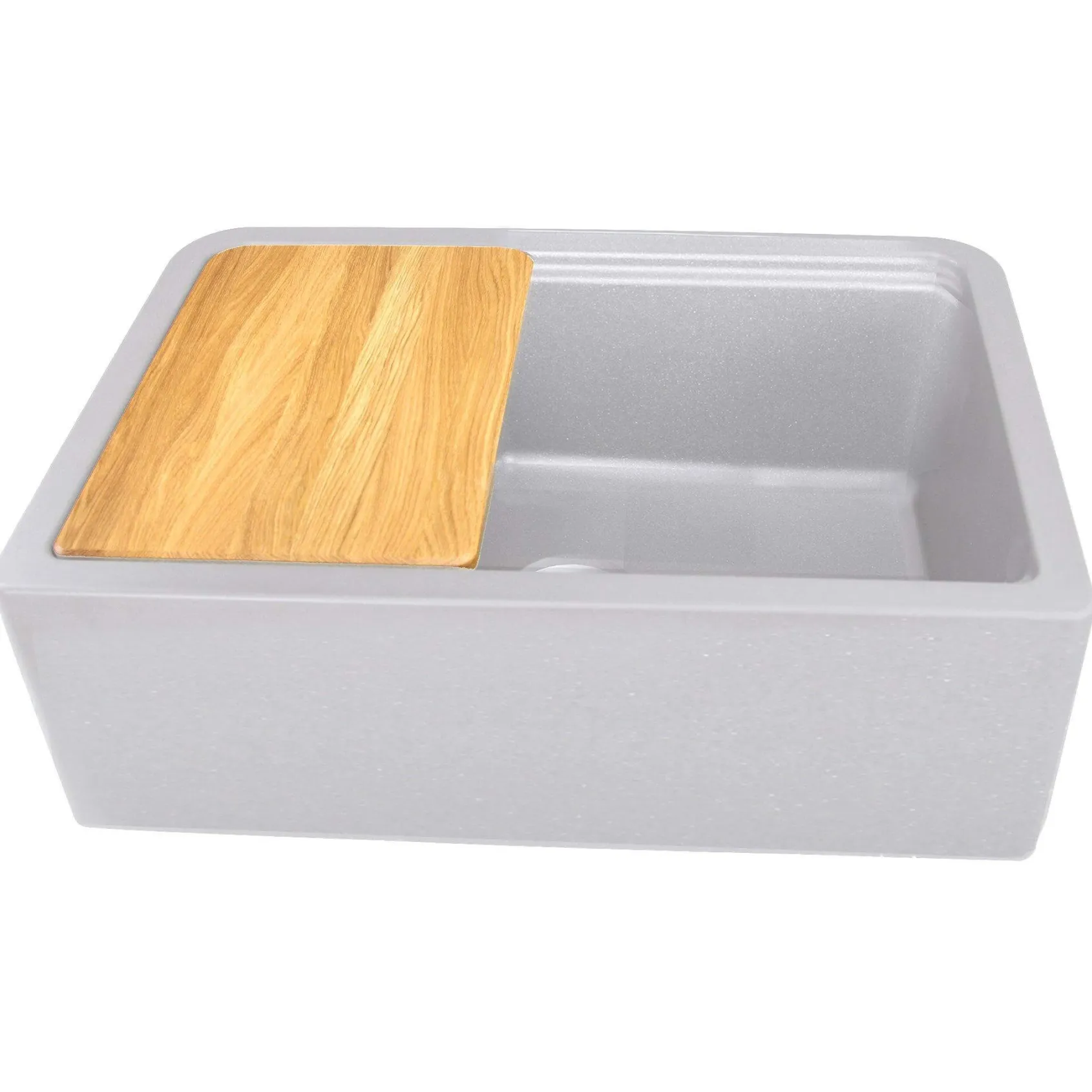 Nantucket Sinks Rockport 30" Granite Composite Workstation Farmhouse Sink with Accessories, Light Grey, PR3020-APS-G