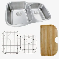 Nantucket Sinks Sconset 32" Stainless Steel Kitchen Sink, 16 Gauge, 60/40 Double Bowl, NS503-16-CB