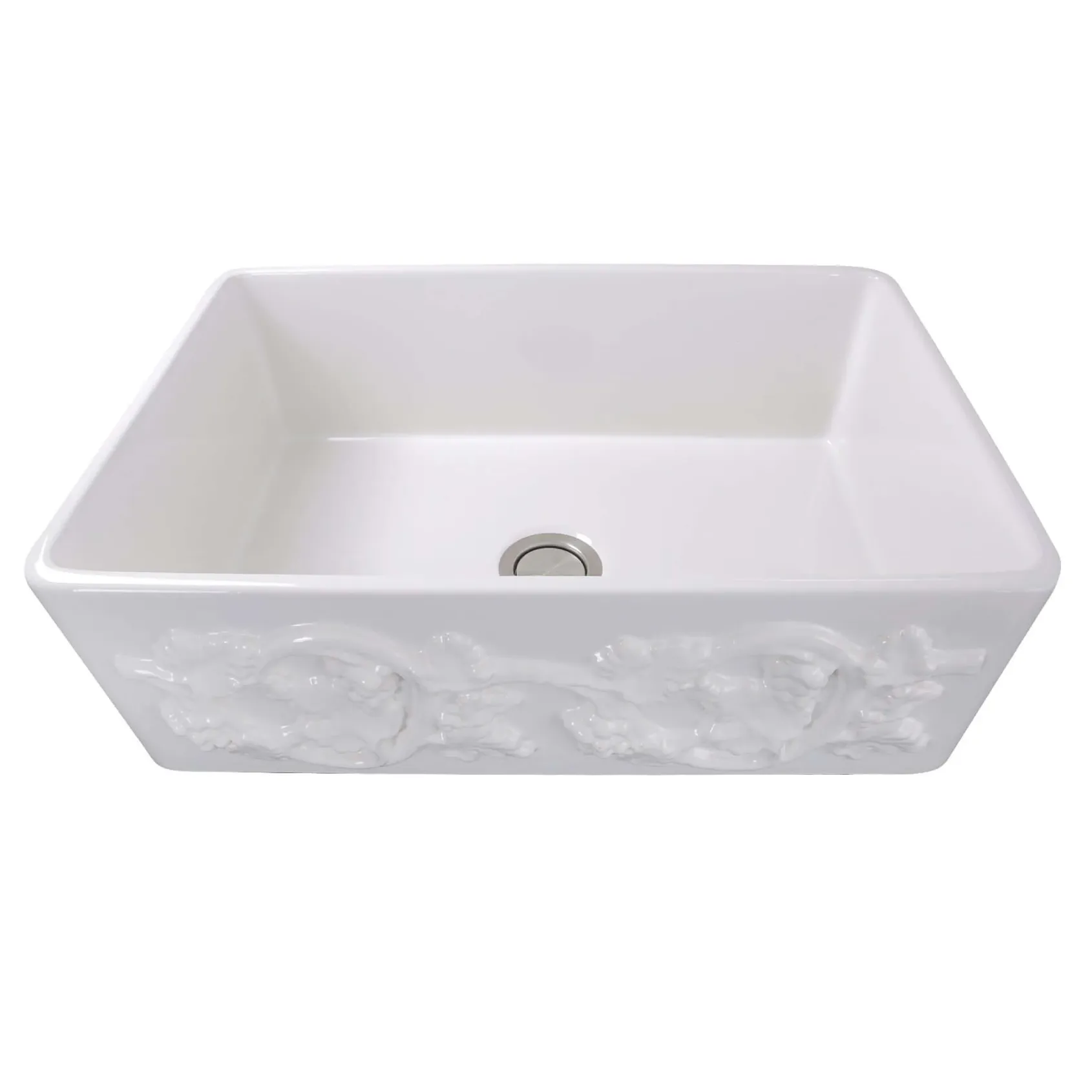 Nantucket Sinks Vineyard 30" Fireclay Farmhouse Sink, White, FCFS3020S-Grapes