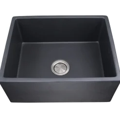 Nantucket Sinks Vineyard 23" Fireclay Farmhouse Sink, Matte Black, FCFS2418S-MatteBlack