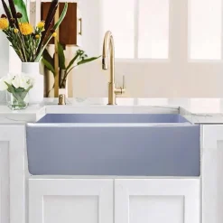 Nantucket Sinks Vineyard 30" Fireclay Farmhouse Sink, Light Blue, FCFS3020S-ShabbySugar