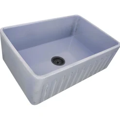 Nantucket Sinks Vineyard 30" Fireclay Farmhouse Sink, Light Blue, FCFS3020S-ShabbySugar