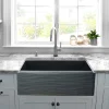 Nantucket Sinks Vineyard 33" Fireclay Farmhouse Sink, Matte Black, FCFS3320S-MB-Waves