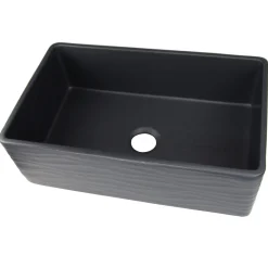 Nantucket Sinks Vineyard 33" Fireclay Farmhouse Sink, Matte Black, FCFS3320S-MB-Waves