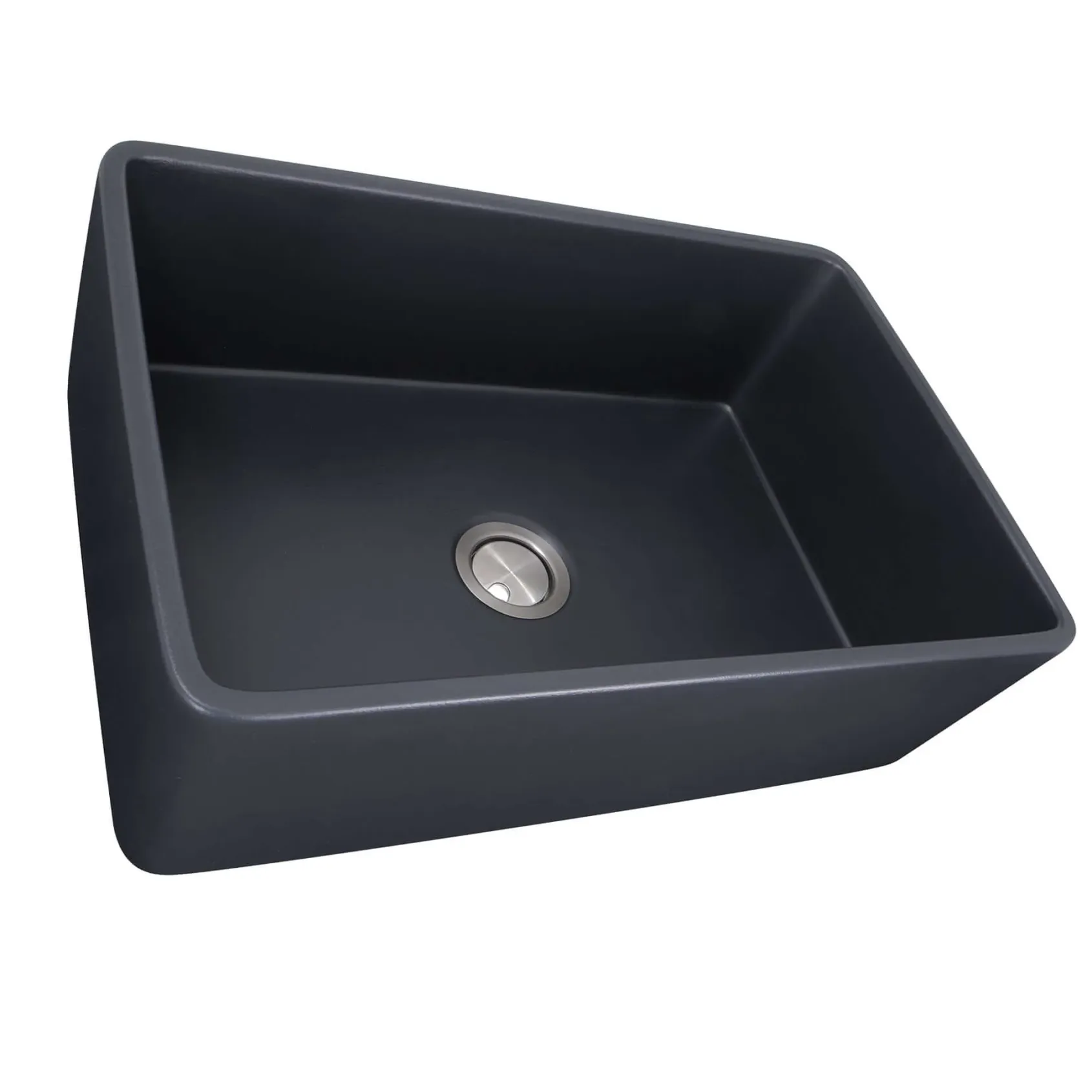 Nantucket Sinks Vineyard 33" Fireclay Farmhouse Sink with Accessories, Matte Black, FCFS3320S-MatteBlack