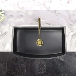 Nantucket Sinks Vineyard 33" Fireclay Farmhouse Sink with Accessories, Matte Black, FCFS3320CA-MB