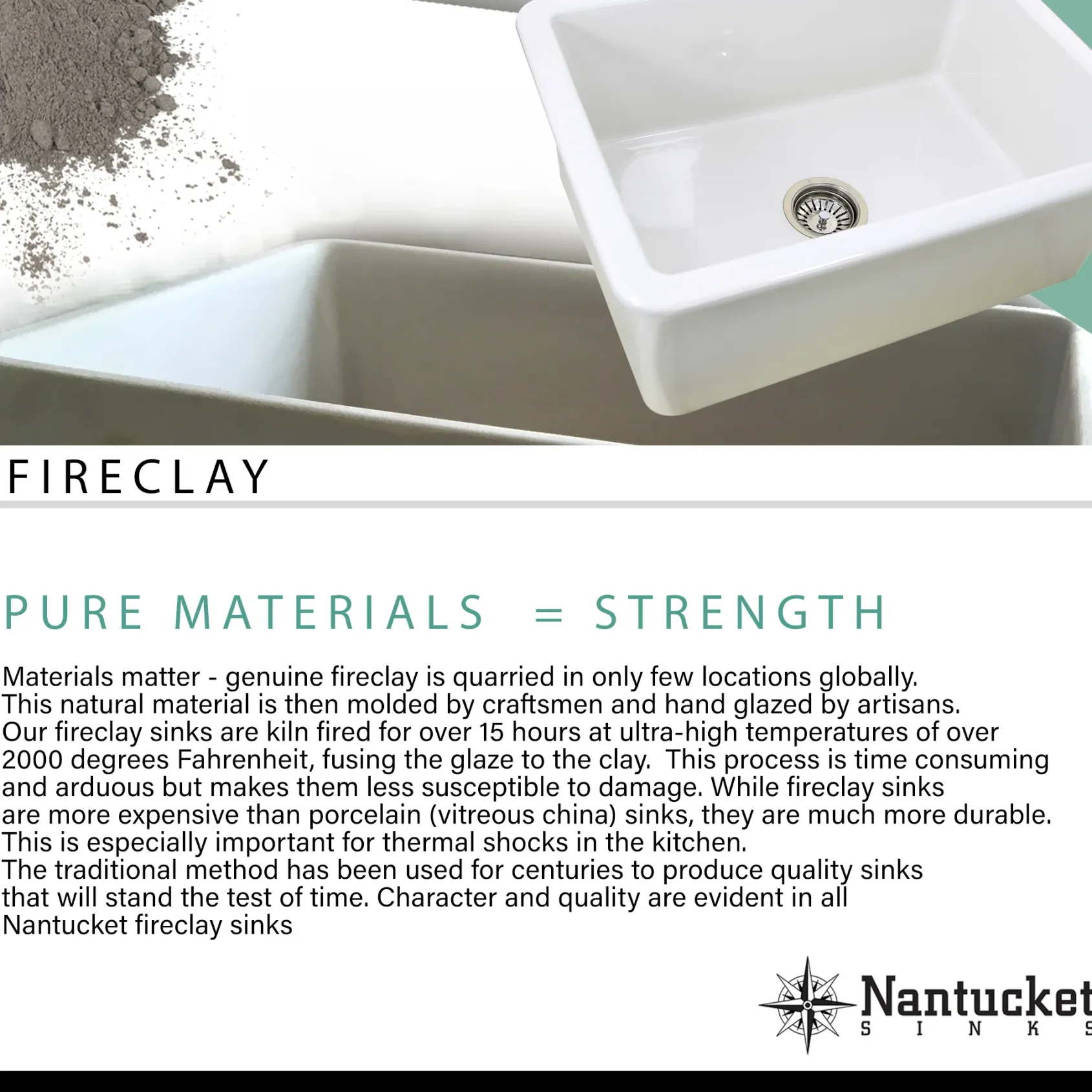 Nantucket Sinks Vineyard 33" Fireclay Farmhouse Sink, Double Bowl, Various neutrals, FCFS3318D-PietraSarda