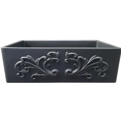 Nantucket Sinks Vineyard 33" Fireclay Farmhouse Sink, Matte Black, FCFS3320S-FiligreeMBL
