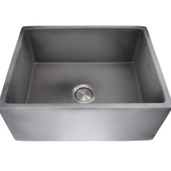 Nantucket Sinks Vineyard 23" Fireclay Farmhouse Sink, Concrete, FCFS2418S-Concrete