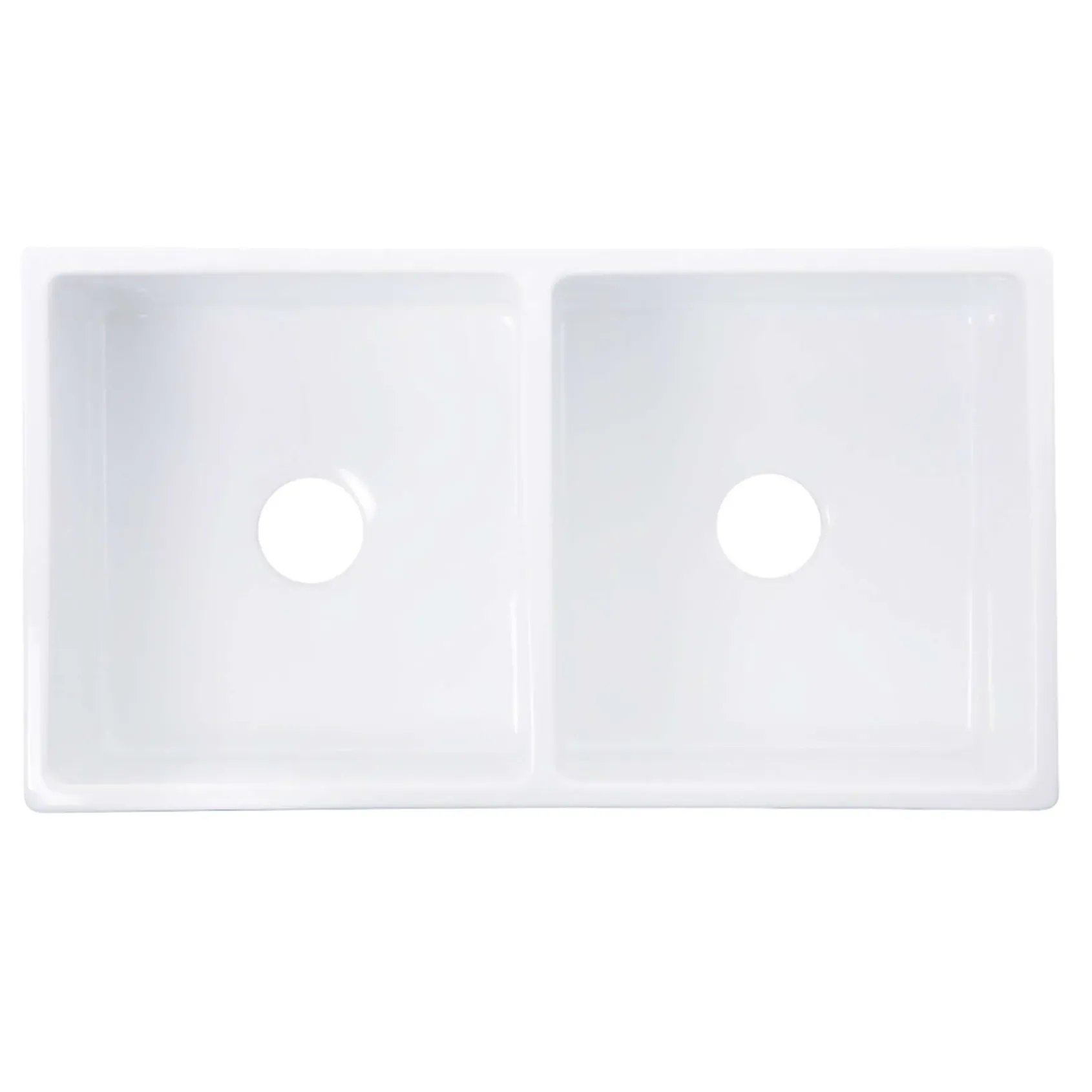 Nantucket Sinks Vineyard 33" Fireclay Farmhouse Sink, Double Bowl, White, FCFS3318D-Filigree