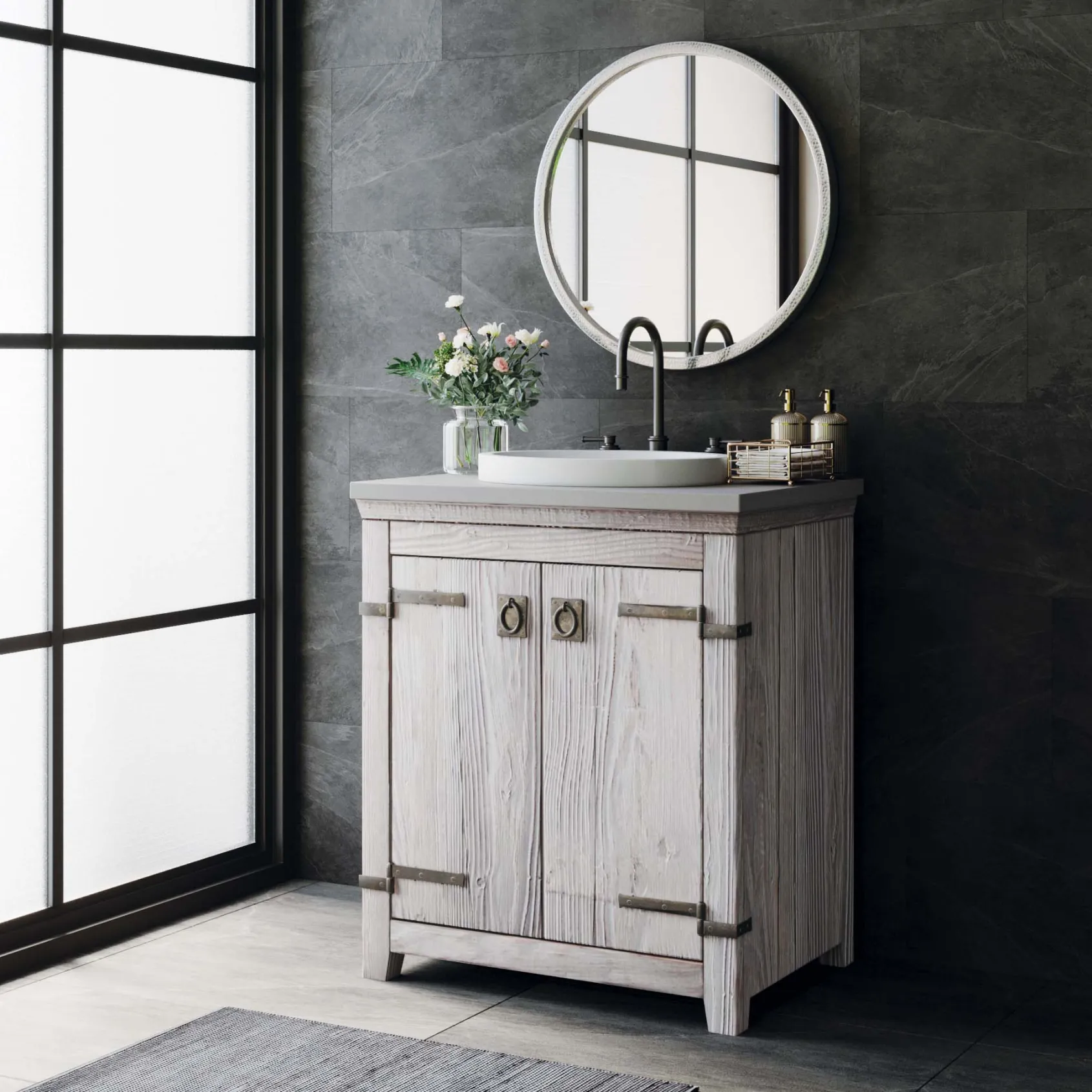 Native Trails 30" Americana Freestanding Vanity Base in Driftwood, VNB309